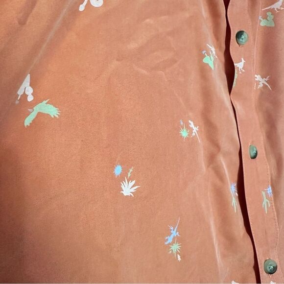 Columbia Men's Vibrant Orange Lizard Print Button Up Shirt XXL - Picture 4 of 7